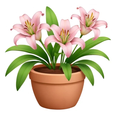 light pink lily flowers in a clay pot sticker