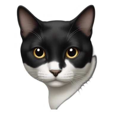 tuxedo cat with right eyebrow white and left eyebrow black sticker