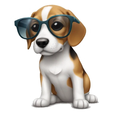 Little beagle puppy with sunglasses  sticker