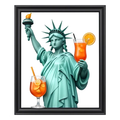 STATUE OF LIBERTY WITH AN APEROL SPRITZ COCKTAIL sticker