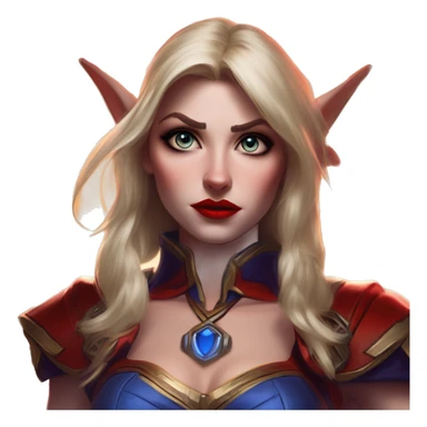 Warcraft award winning Quinn in Marvel Avengers style, oil paint, mysterious eyes, intricate lips, masterpiece pose, odd perspective, beautiful, desirable, logical sticker