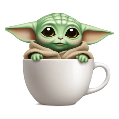Baby yoda tomando  una taza de cafe sticker