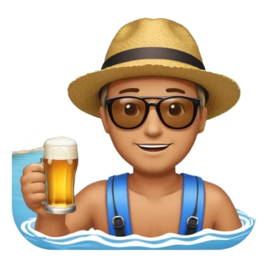 a guy river tubing with a beer  sticker
