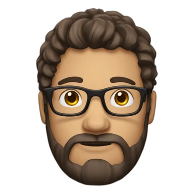 guy with curled mid long hair, brune, with glasses, with small facial hair sticker