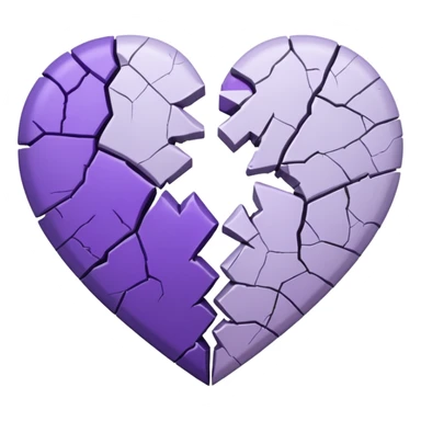 coração quebrado metade branco metade roxo sticker