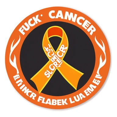 Leukemia cancer support ribbon fire with words FUCK CANCER ON RIBBON sticker