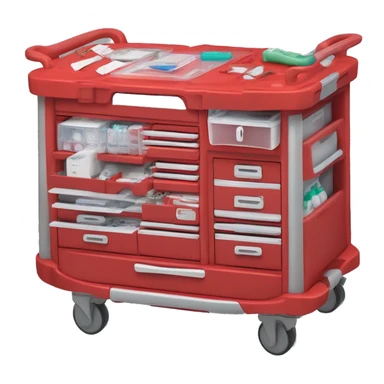 Singular Red medical crash cart is a mobile, multi-drawer unit designed to store and organize emergency medical supplies and equipment sticker