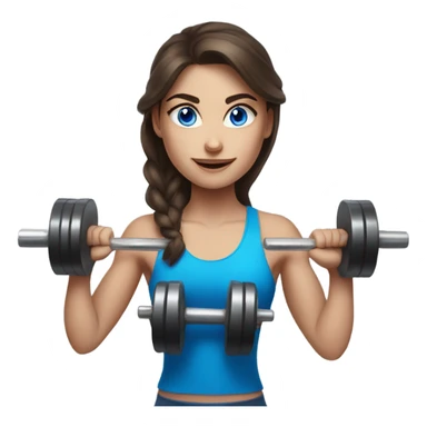 Realistic brunette girl with bright blue eyes lifting weights sticker