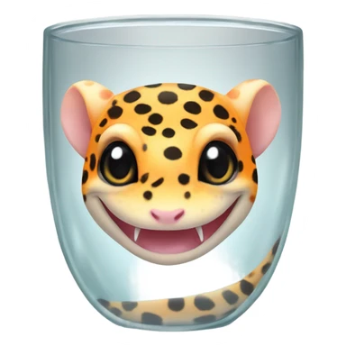 orange leopard gecko in a glass cup sticker
