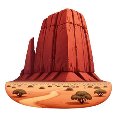 Cinematic Realistic Uluru Landmark Emoji, showcasing the massive, red monolith rising from the desert rendered with rich textures and warm, dramatic lighting. sticker