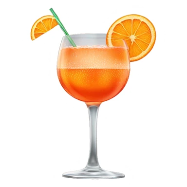 A whine glass which contains a kinda orange looking fizzy cocktail with an slice orange stuck ontop it’s called aperol spritz sticker