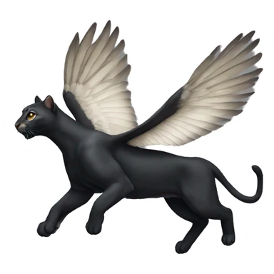 winged black puma flying sticker