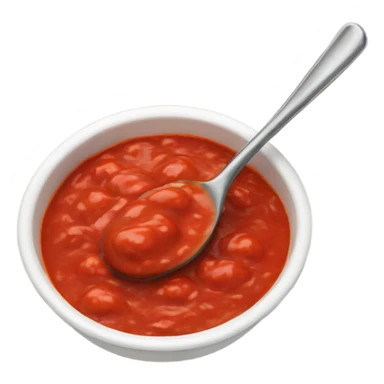 a bowl full of tomato sauce with a spoon stirring it  sticker