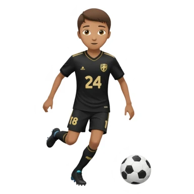 13 year old boy in black uniform that says Copa FC and number 24 that is playing soccer sticker