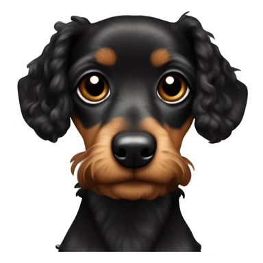 Doxiepoo black and tan curly ears but looks more like a Chiweenie sticker