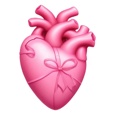 Pink anatomical heart pastel pink with pink bow on top sticker