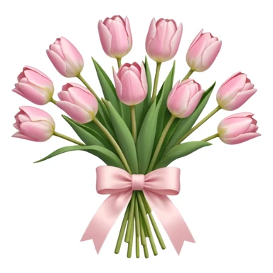 very pale pink tulips bouquet with light pink bow sticker