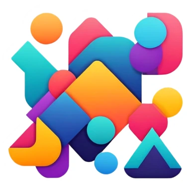 framed digital artwork with abstract vector shapes inside sticker