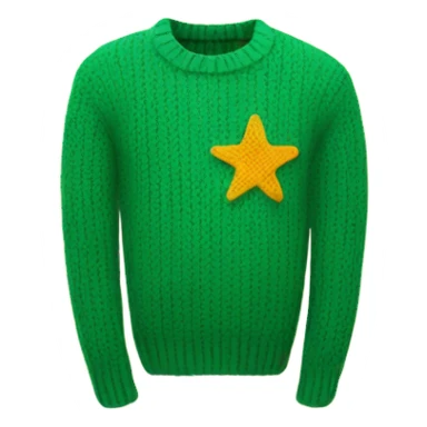 Knit green sweater with star design sticker