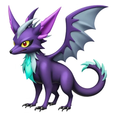 Shiny Noibat-Noivern-Mightyena-Silvally-Fakémon-hybrid-creature (full body)  sticker