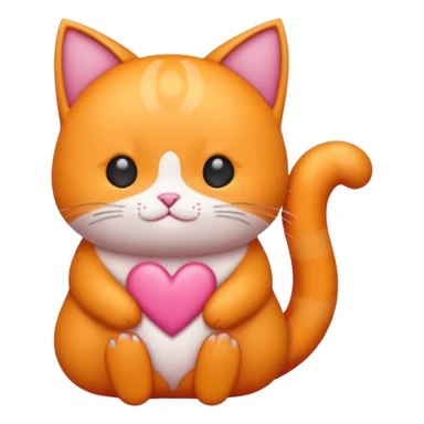 Gato naranja corazón rosa cuerpo entero kawaii sticker