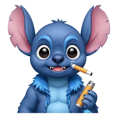 Stitch qui fume sticker