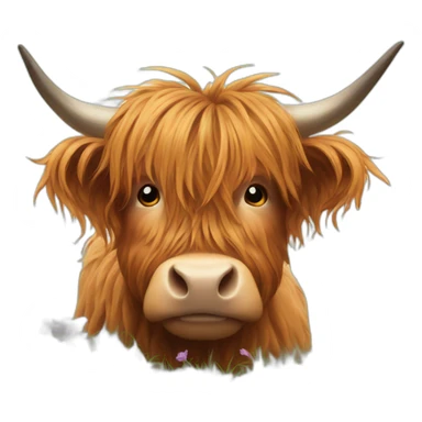 Highland cow with trefle sticker