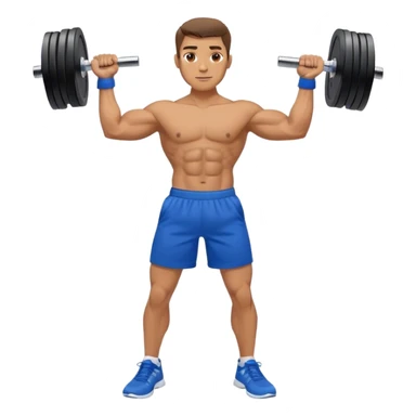 man with blue shorts doing side-lateral raise (T pose) with light dumbbells unbent elbows sticker