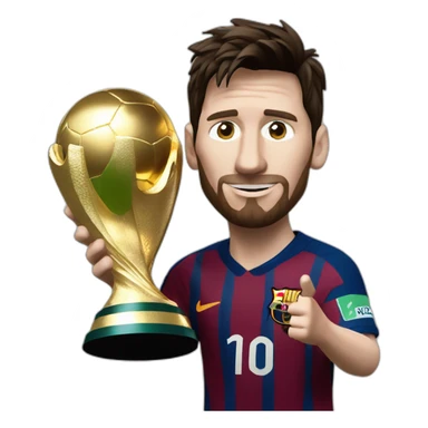 Lionel Messi holding World cup trophy sticker