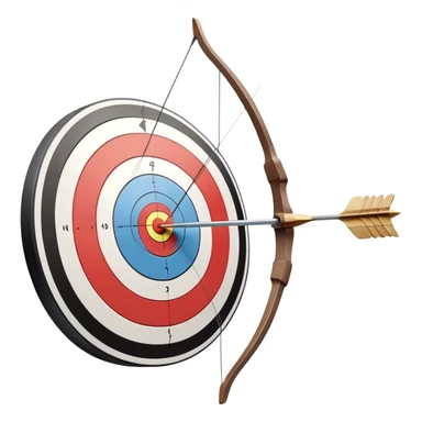 A close-up of a bowstring pulled taut with an arrow aimed at a target. The target's concentric rings are visible in the background, highlighting the focus and precision required for archery. The scene captures the grace and concentration of the sport. sticker