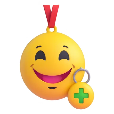 3D smiley emoji, round shape, lucky amulet, lucky face sticker