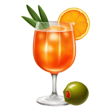 Aperol spritz with green olives and orange  sticker