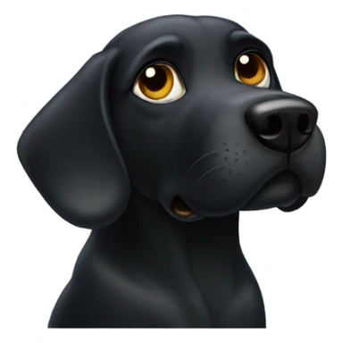 Black dog, watching the Super Bowl with his ears, standing straight up sticker