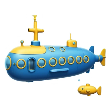 blue mini single submarine in cartoon  sticker