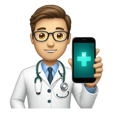 Doctor holding a smartphone sticker