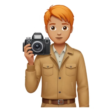 orange hair full body man with camera standing sticker