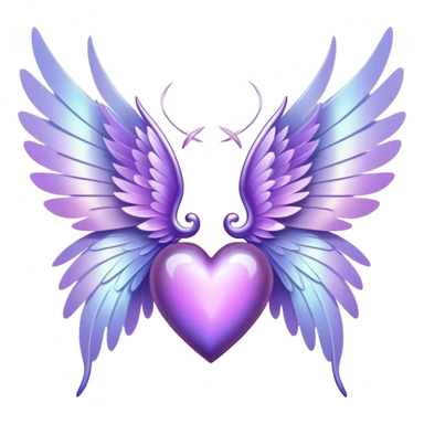 Purple Heart with big elegant white fairy wings sticker