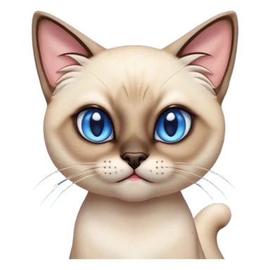 Cinematic Comical Siamese Cat Portrait Emoji, Head tilted dramatically with an exaggeratedly shocked or offended expression, sleek cream-colored fur with dark points on the ears, face, paws, and tail, wide piercing sapphire-blue eyes filled with exaggerated disbelief, Simplified yet hilariously expressive features, highly detailed, glowing with a slightly sassy glow, high shine, dramatic yet playful, stylized with an air of attitude, bright and endearing, soft glowing outline, capturing the essence of a sassy and over-the-top feline, so meme-worthy it feels like it could side-eye its way into internet fame instantly! sticker