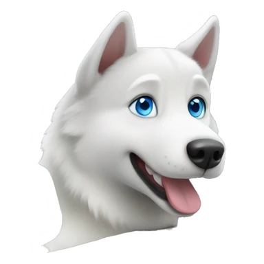 Happy white husky blue eyes head out the car window sticker