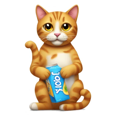 A cat holding a juicebox sticker