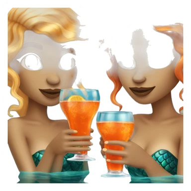 Three beautiful mermaids (light skin) drinking aperol sticker