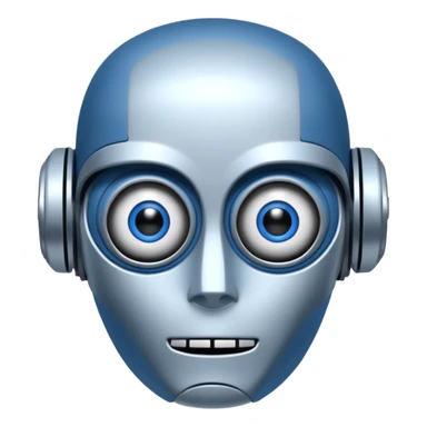 tête de robot cosmonaute bleu et blanc avec des yeux arondis bleu style cartoon sticker