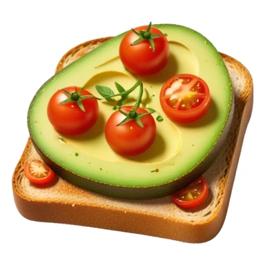 avocado toast cherry tomatoes on top and seasoning sticker