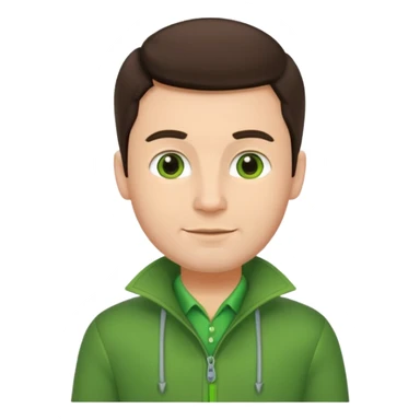 brunette man with green dutch clothing sticker