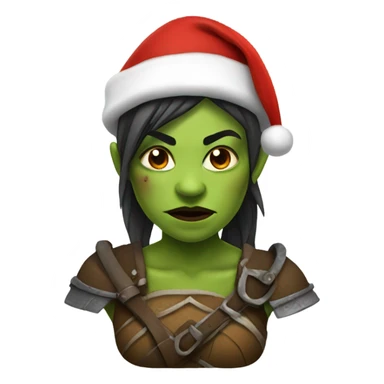 orc female warrior with santa hat sticker