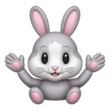 Emoji pour twitch d'une peluche lapin squelette noir faisant signe de la patte avec le texte:"Hi !" sticker