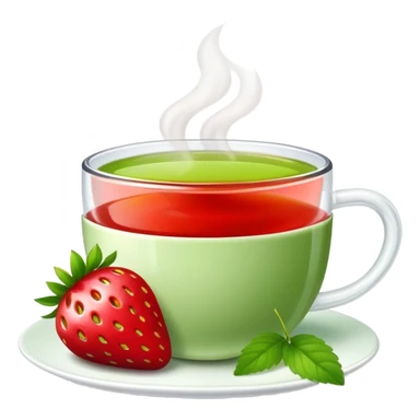 strawberry and a cup of green tea together sticker
