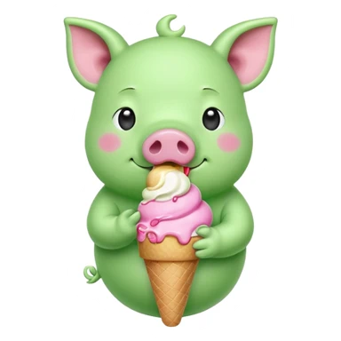 green pig with ice cream sticker