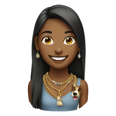 smiling girl with dog jewelry sticker