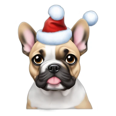 merle frenchie christmas hat blue eye sticker